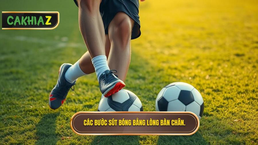 Chi tiết các bước thực hiện kỹ thuật sút bóng bằng lòng bàn chân phải chuẩn SGK